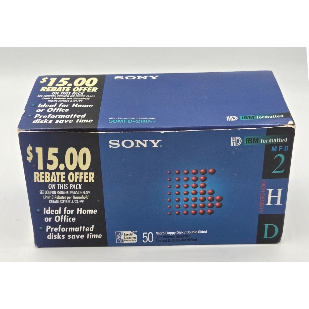 Vintage Sony 3.5" High-Density Floppy Disks (NIB‎ but 49 out of 50)